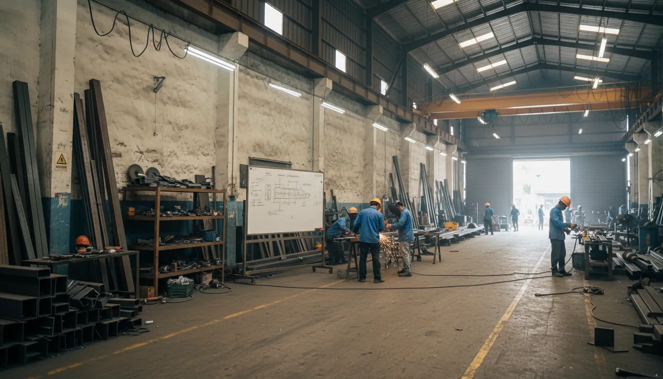 Workshop fabrikasi Yamasteel di Bekasi